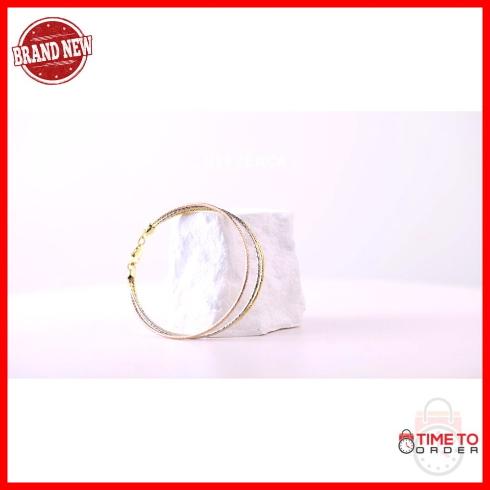 Sterling Silver Tri-Color Stackable Bracelet Dain… - image 7